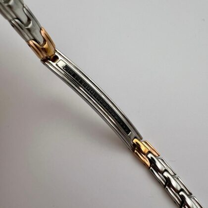Zancan Bracciale uomo in acciaio e acciaio rosa con pietre nere collezione hi-teck