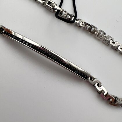 Zancan Bracciale uomo in argento 925 con pietre nere collezione hi-teck
